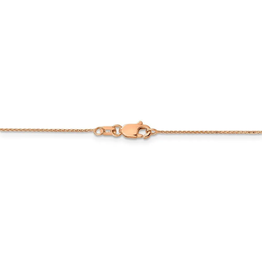 0.8mm 14k Rose Gold Solid Baby Wheat Chain Necklace