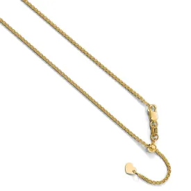 1.35mm 10k Yellow Gold Adjustable Hollow Wheat Chain Necklace