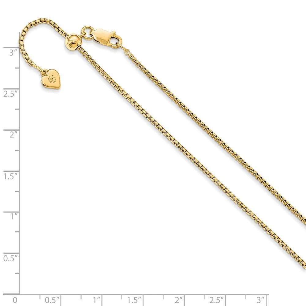 1.5mm Gold Tone Plated Silver Adj. Hollow Round Box Chain Necklace