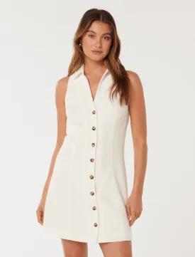 Aletta Textured Button Front Mini Dress