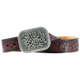 Ariat Ladies Filigree Tooled Dark Brown Leather Belt A10006957