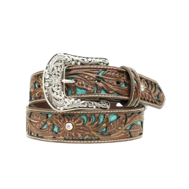 Ariat Ladies Floral Tooled with Turquoise Inlay Belt A1513402