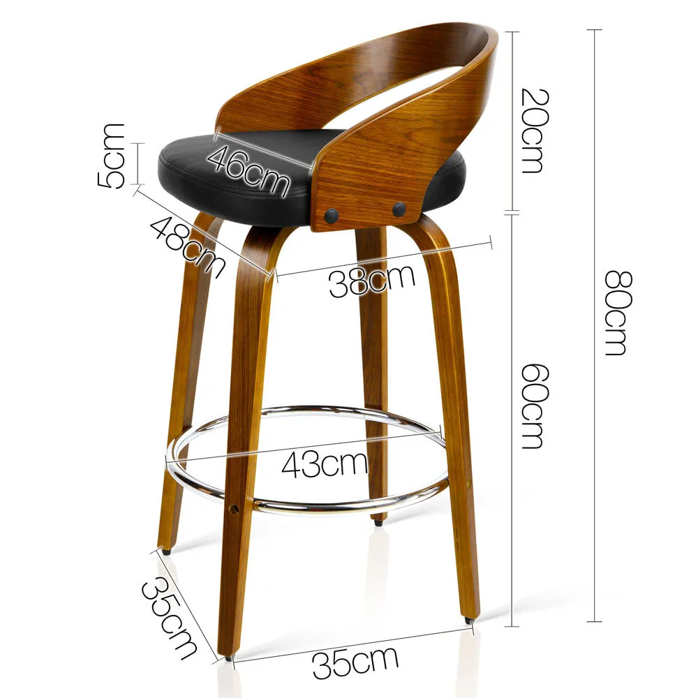 Artiss Set of 2 Wooden Bar Stools - Black