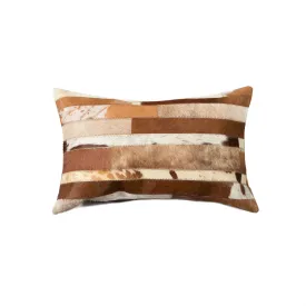 Browns & White Cowhide Strip Accent Pillow