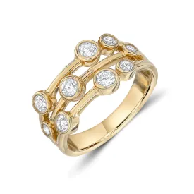 Bubble Design Diamond Three Row Half Eternity Ring - Petite