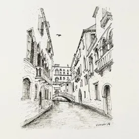 Canal in Venice - Original Illustration