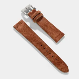 Cognac Brown Silky Suede Leather Watch Strap