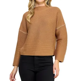 Contrast Stitch Mock Neck Sweater