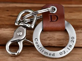 Custom Confirmation Leather Keychain Ring