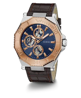 GUESS Mens Brown 2-Tone Multi-function Watch