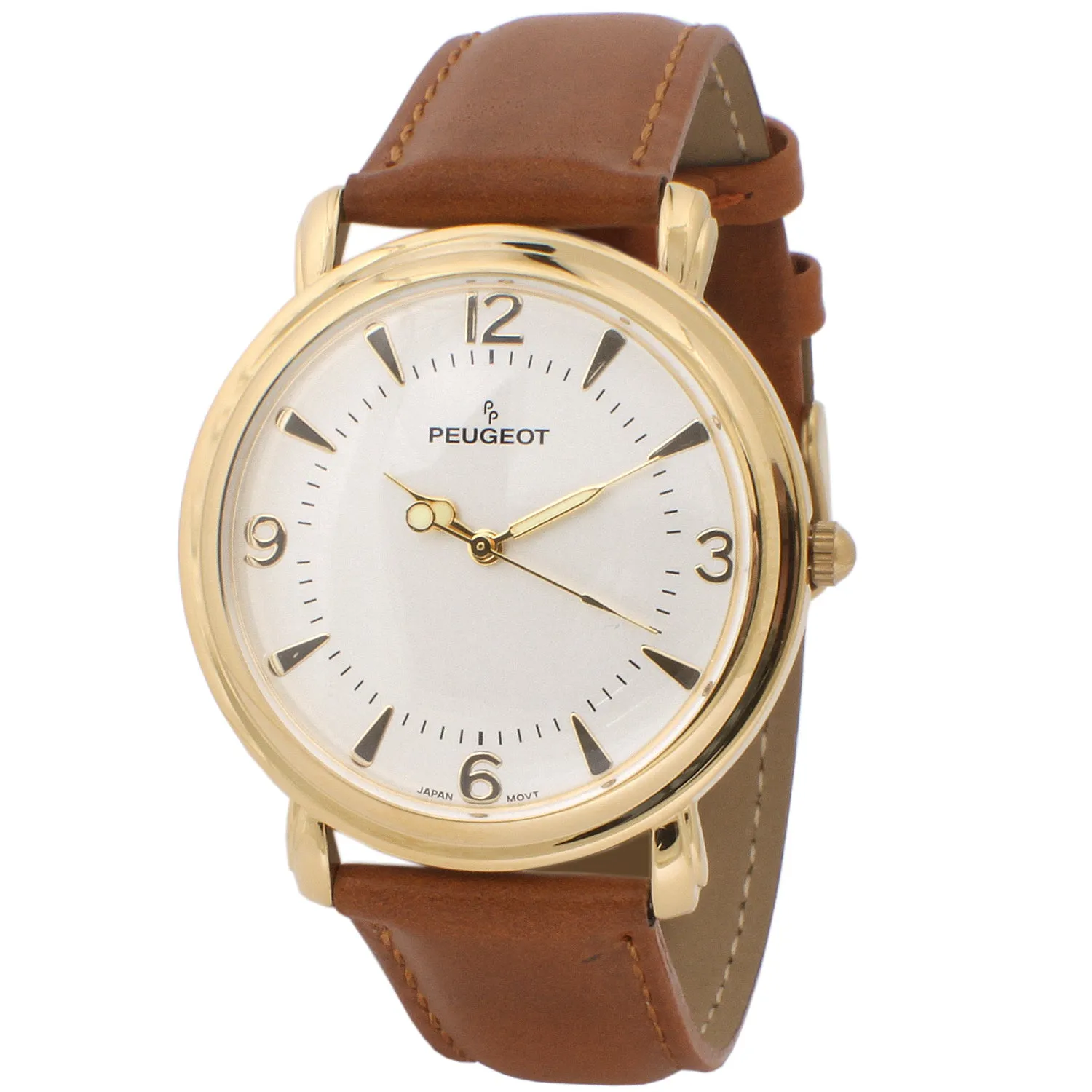 Men 38mm Gold Retro Design Calf Skin Leather Strap watch