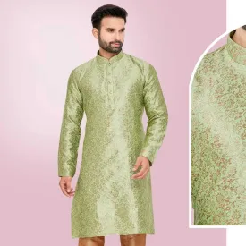 Mint Green Kurta Gold Pyjama Set