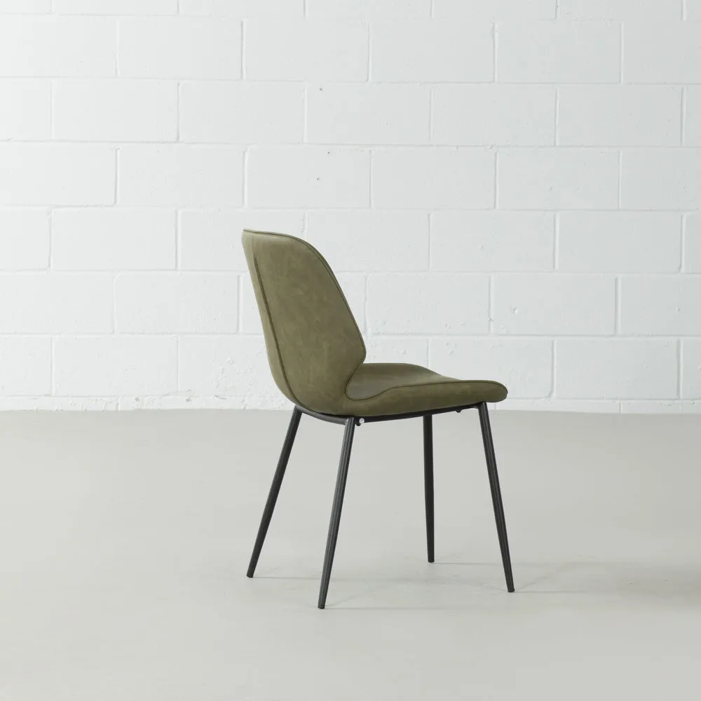 MONROE - Green Leather Dining Chair