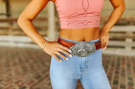 Rodeo Bronc Leather Buckle Belt