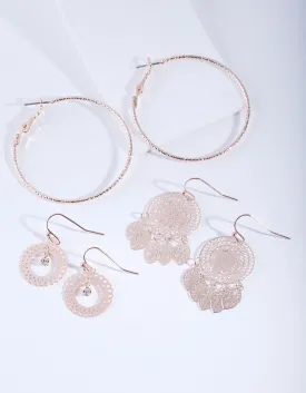 Rose Gold Filigree Earring Pack