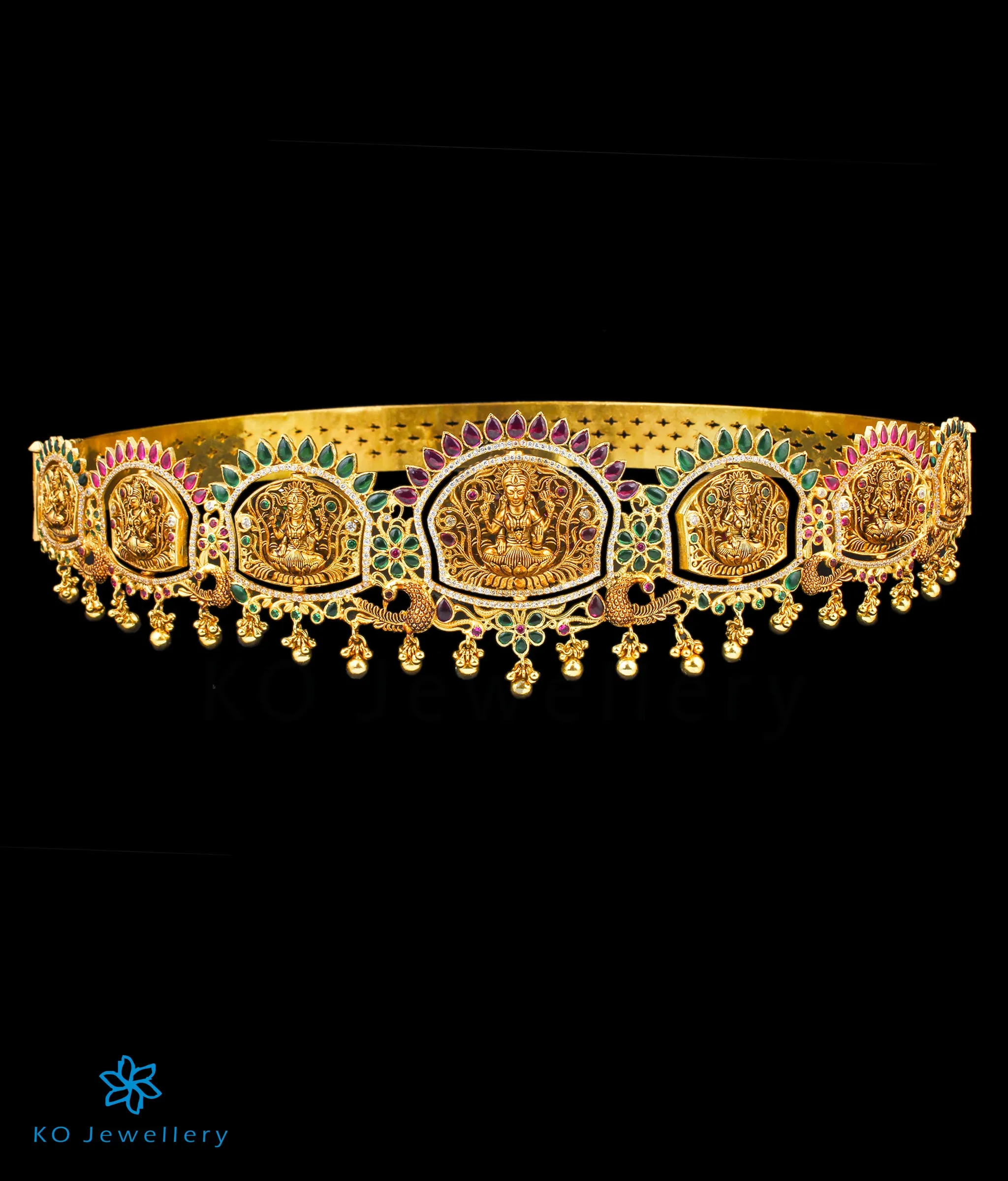 The Alankara Lakshmi Reversible Silver Peacock Oddiyanam (Waist belt)