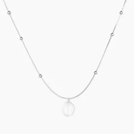 This Baroque Pearl Sterling Silver Bead Chain Necklace