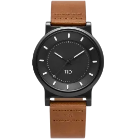 TID No.4 Watch for Men / 40mm Gun Metal Dial / Tan Leather Strap